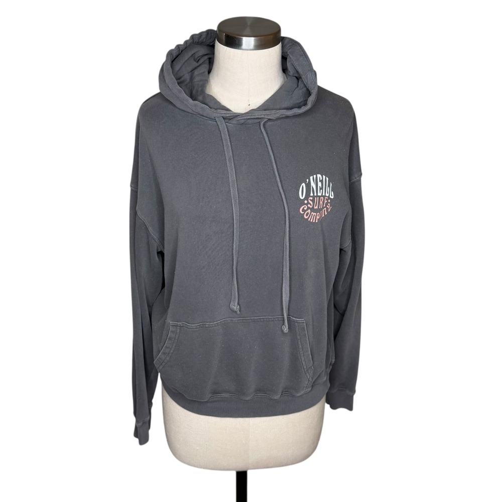 O'NEILL Drif Hoodie‎ Charcoal Gray Sun Graphic Surf Company Women's Size XS